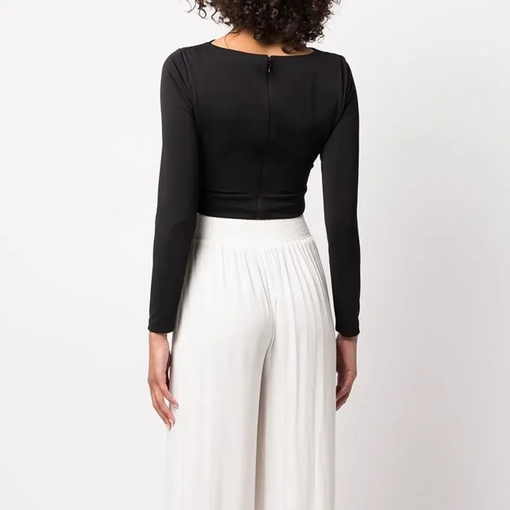 Alice + Olivia Amelie Twist Tie Top in Black Size Medium - Picture 2 of 10